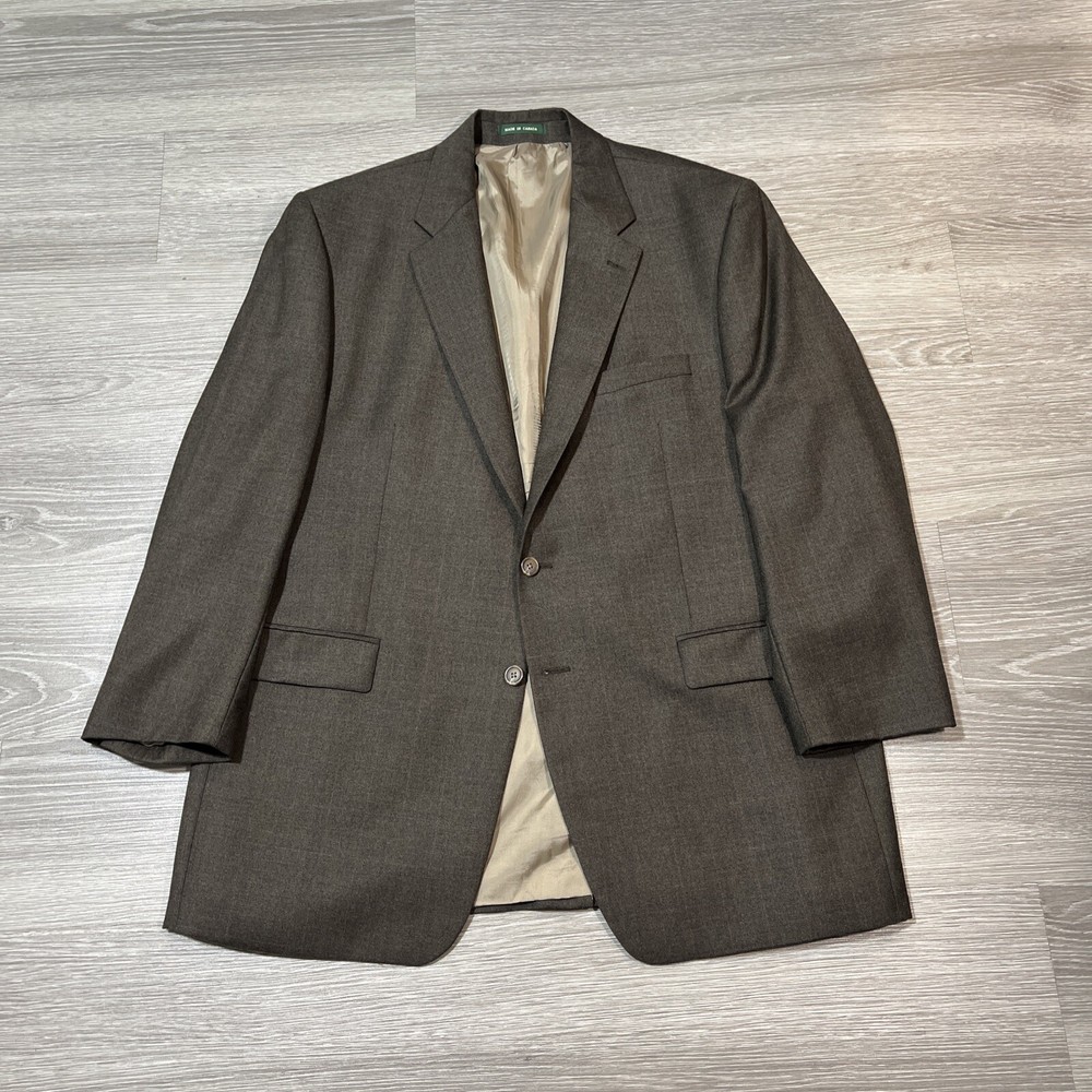 Lauren Ralph Lauren Blazer Mens 48L Wool Cashmere Brown Windowpane Sport Coat