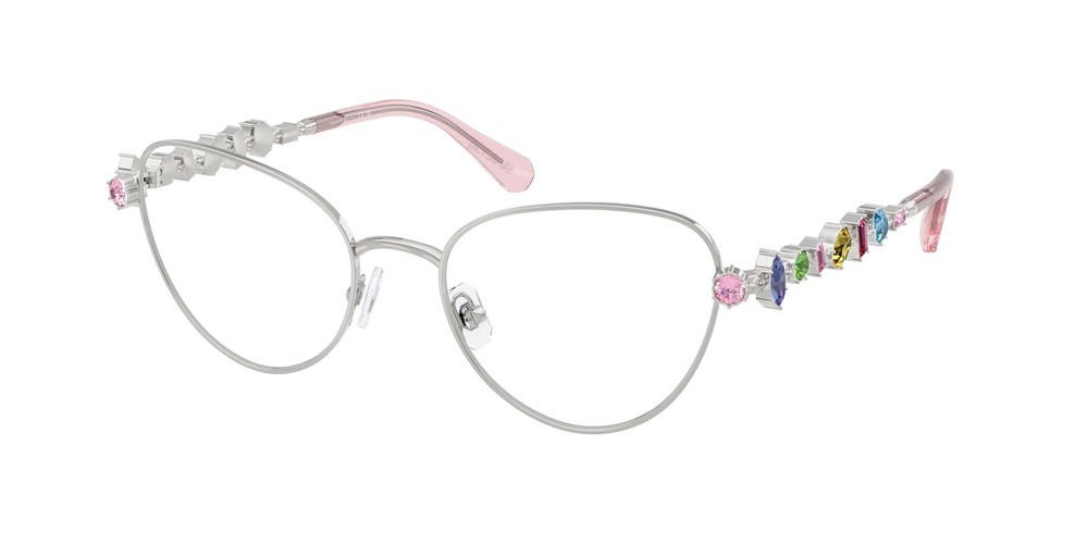 Swarovski SK1024 401M Polished Silver Demo Lens 51mm Women's Eyeglasses