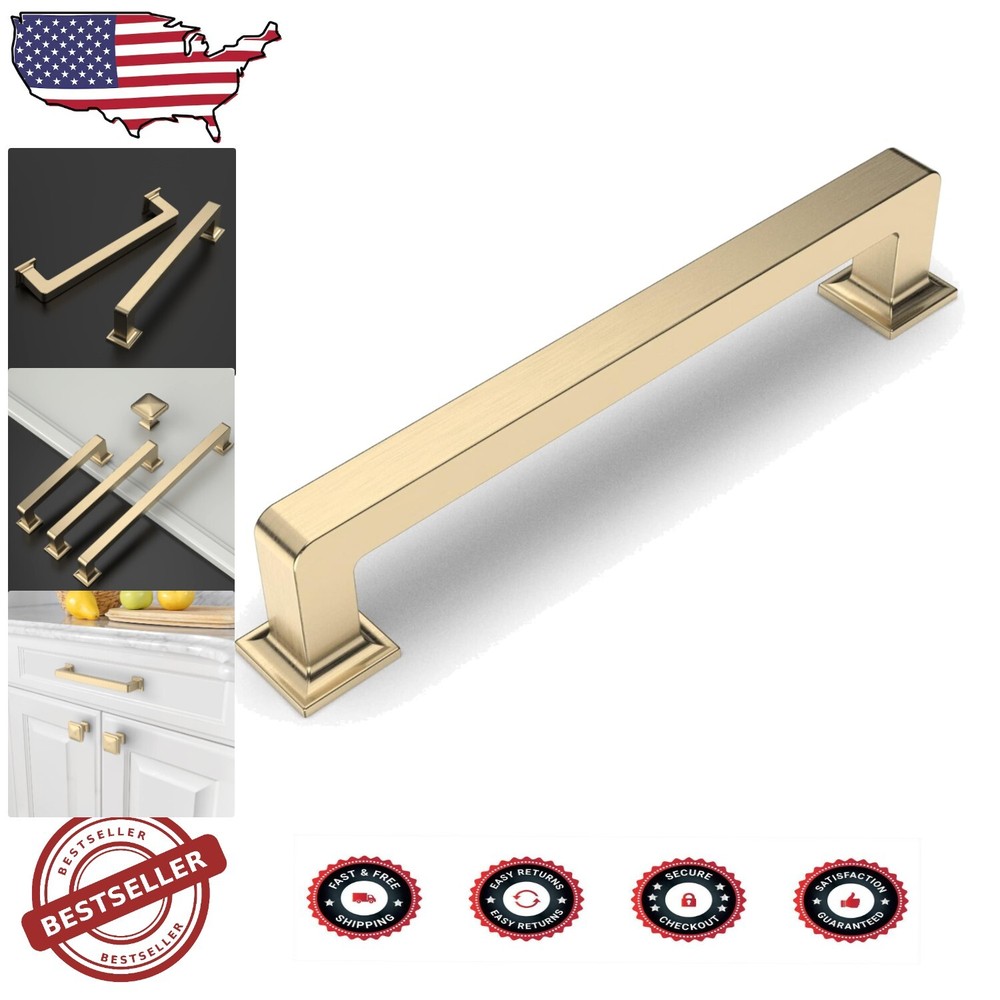 Elegant 10 Piece Brushed Brass Cabinet Pull Set - 5 Inch for Modern Design