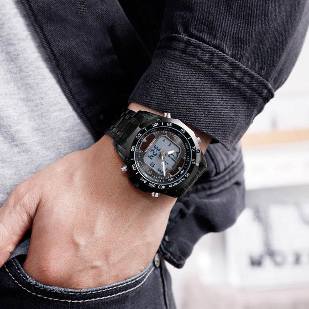 Men's Solar Powered Multifunction Stainless Steel Watch with Chronograph and Lum