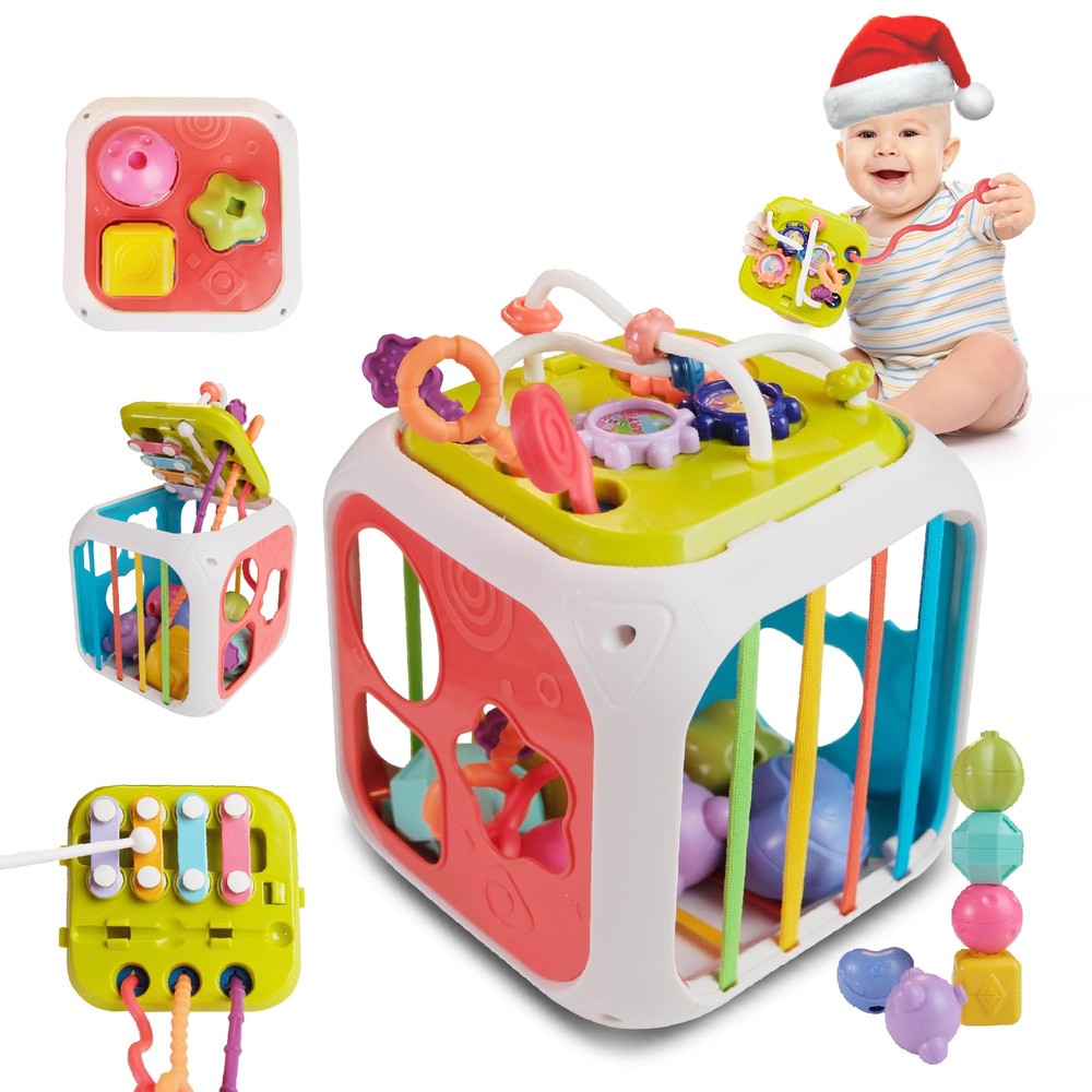 7-in-1 Montessori Activity Cube for Babies 6-12 Months & Toddlers 1-2 Years