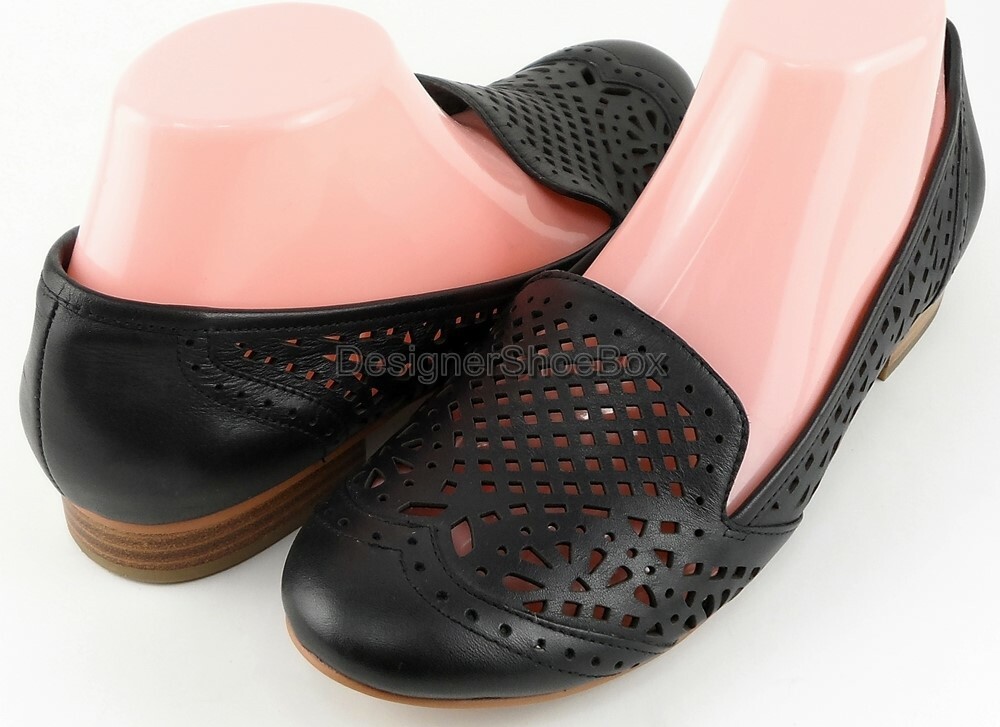 $149 DOLCE VITA IPIS Black Cutout Leather Designer Loafers Flats 8.5