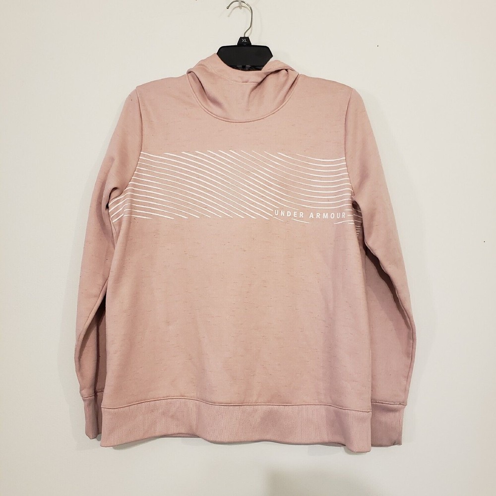 Under Armour Fleece Cold Gear M Blush Pink Graphic Print Hoodie Sweater