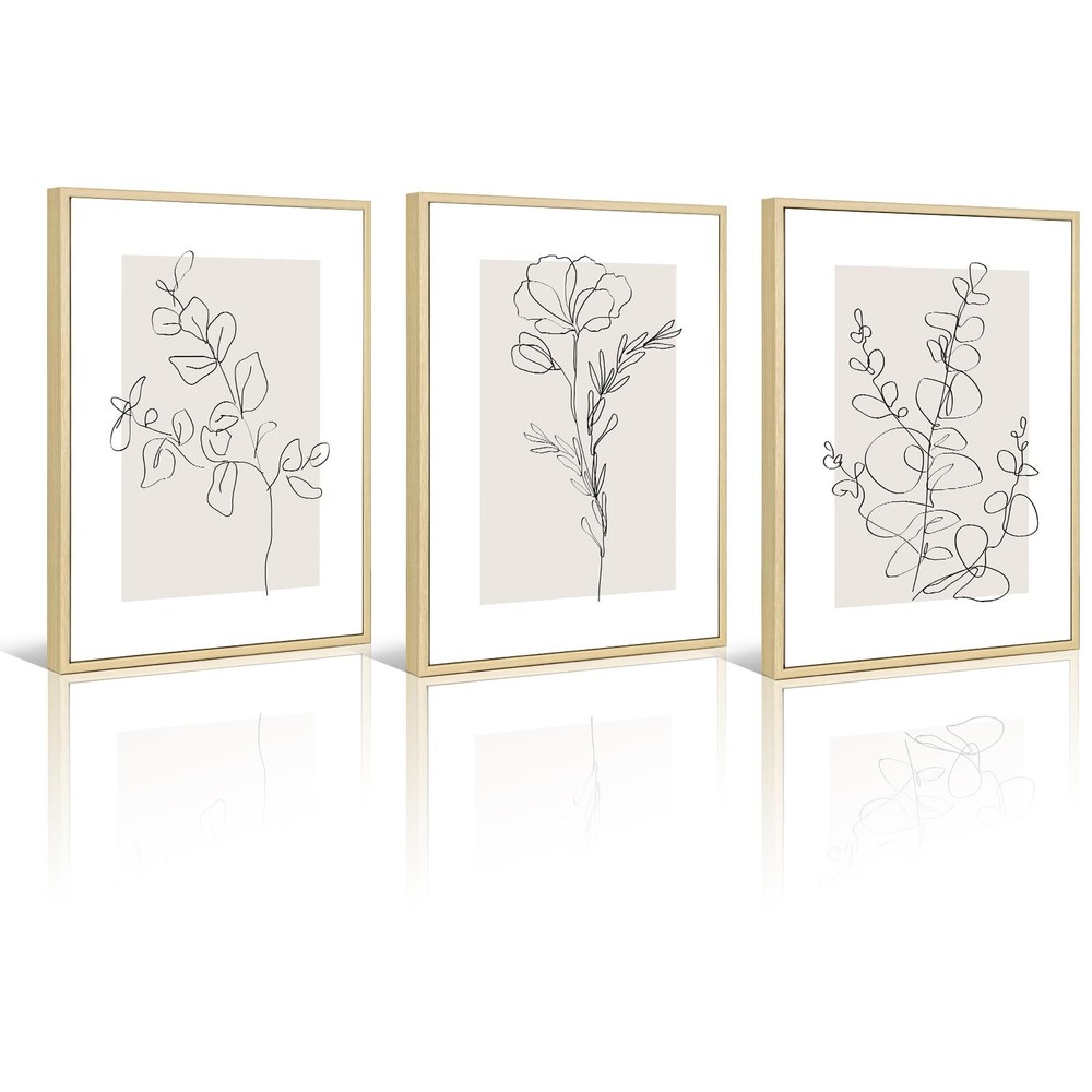 Neutral Botanical Prints Wall Art Flower Minimalist Canvas Wall Decor Vintage...