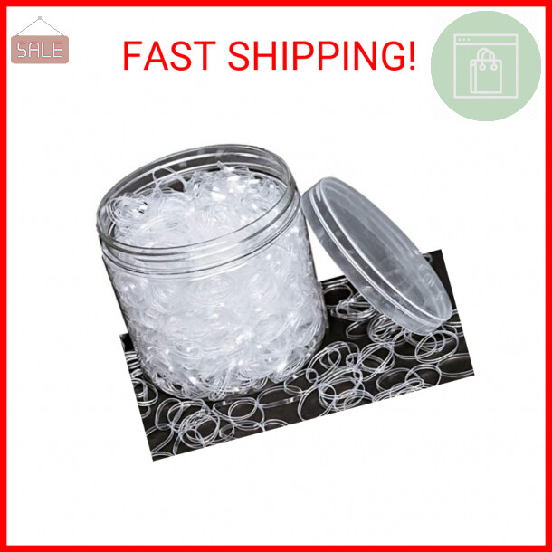 2000 Clear Elastic Hair Ties in Box, Soft Rubber Bands for Hair