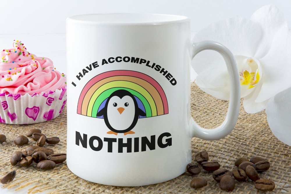 Funny Procrastination Penguin Coffee Mug - I Did Nothing Today Motivation Gift