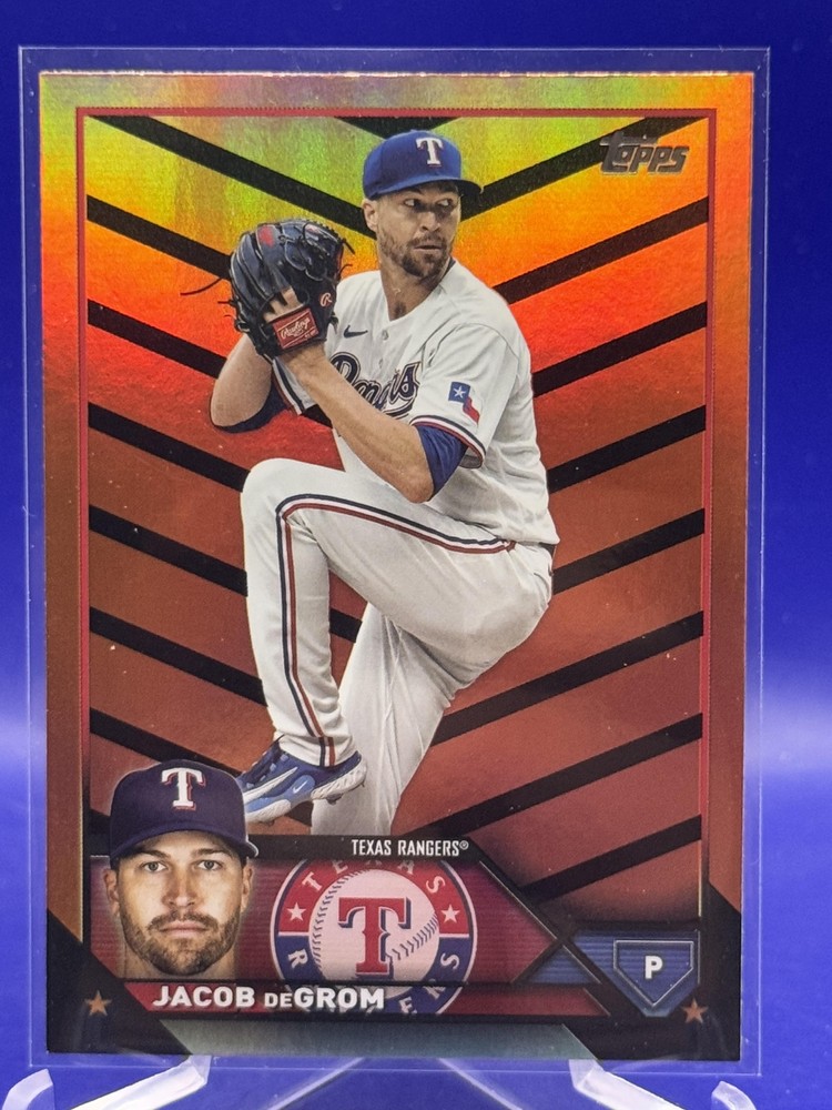 2023 Topps Update Jacob deGrom Orange Black Foil #US100 Texas Rangers Card