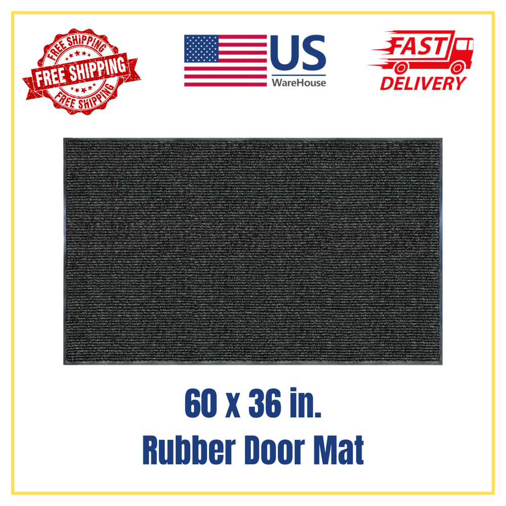 60x36 Inch Heavy Duty Charcoal Recycled Rubber Rib Doormat  