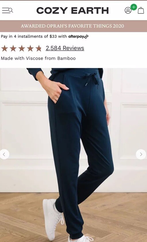 Cozy Earth Women's XL Bamboo Navy Soft Long Sleeve Top