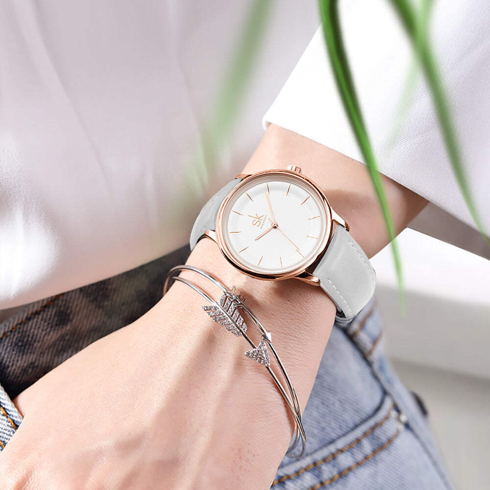 Stylish Women's Waterproof Quartz Watch with Rose Gold Case and White Strap