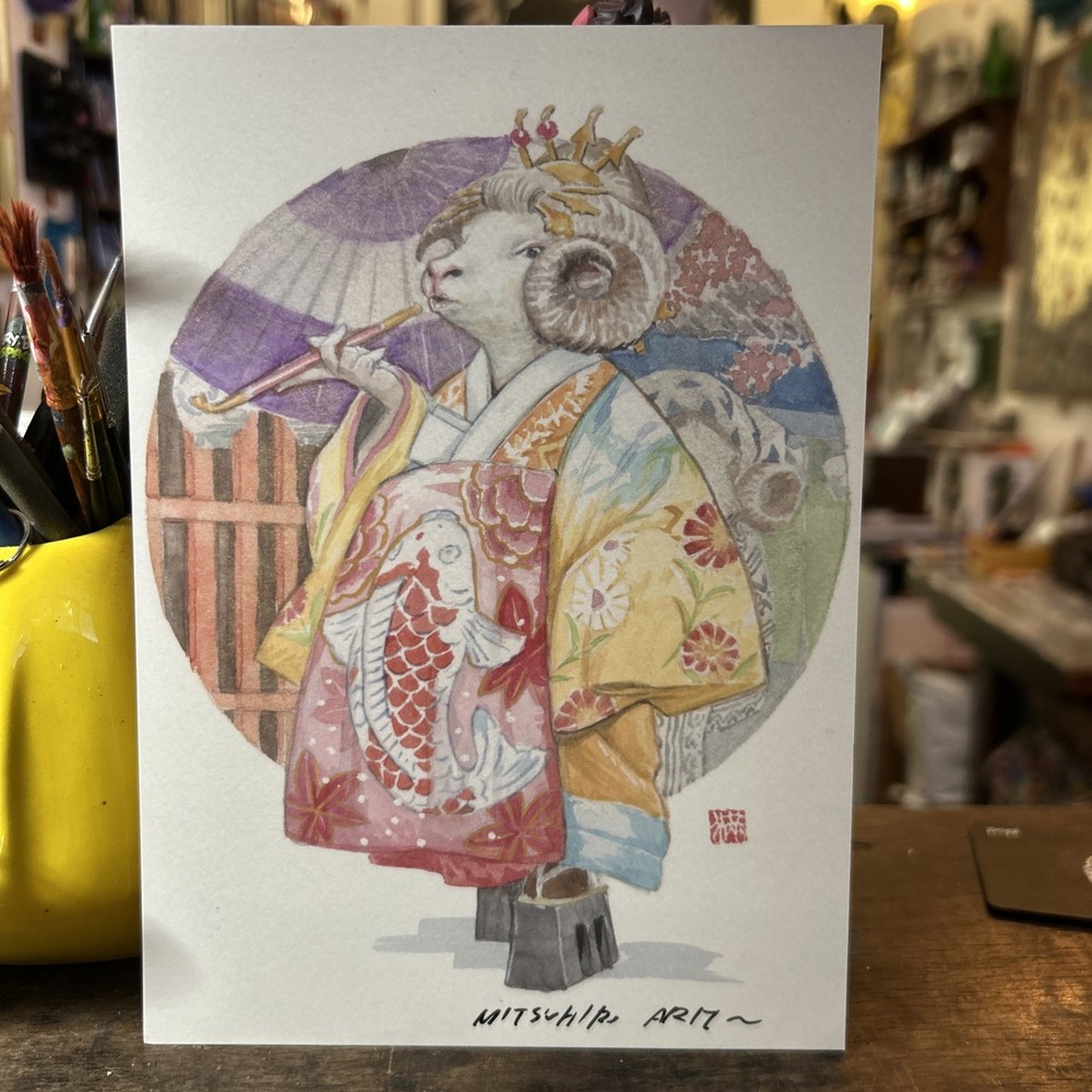 Pokemon Artist Mitsuhiro Arita Signed Print Chinese Zodiac Ram Komodo NYCC