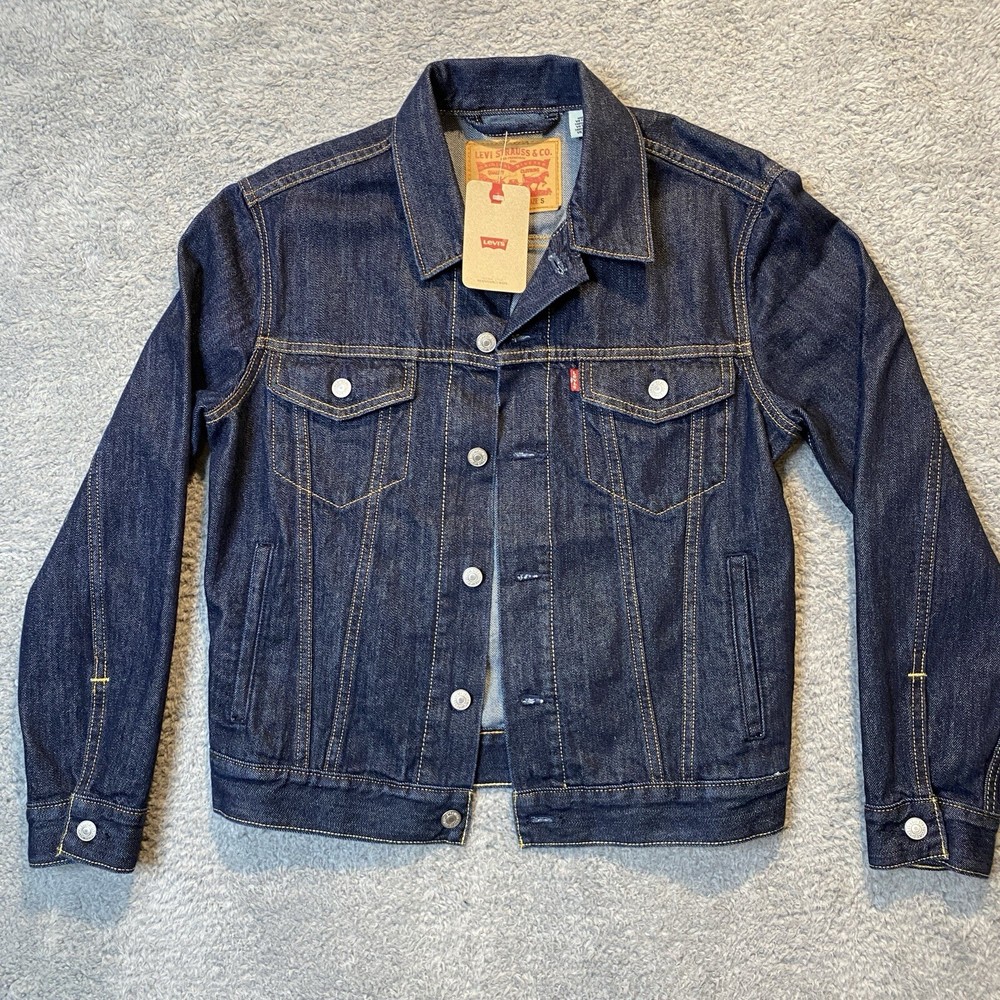 Levi's Trucker Denim Jacket Mens S Dark Blue Jean Red Tab 72334-2511 Standard