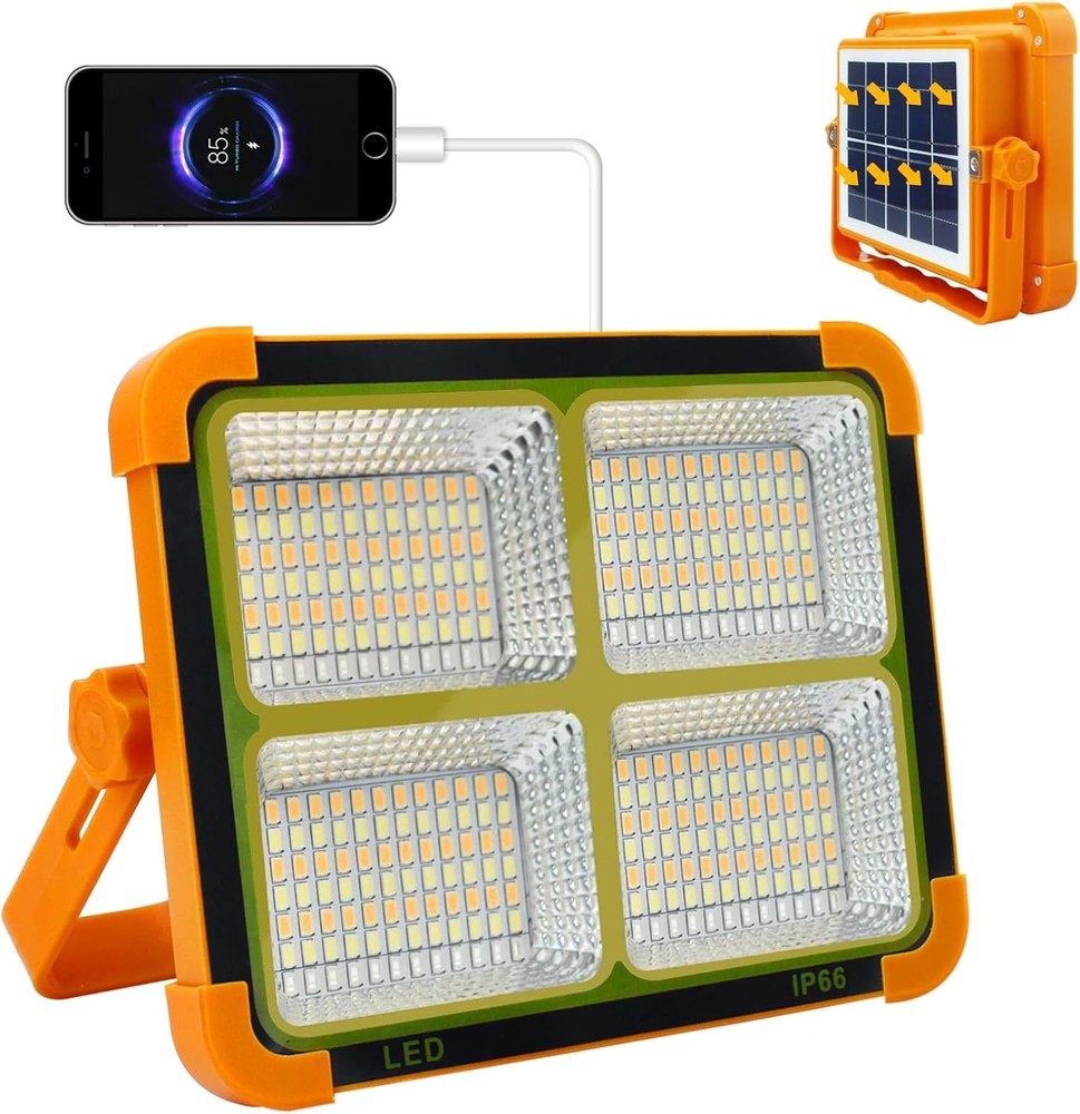 Portable LED Solar Work Light USB Rechargeable Emergency Worklight Security Lamp