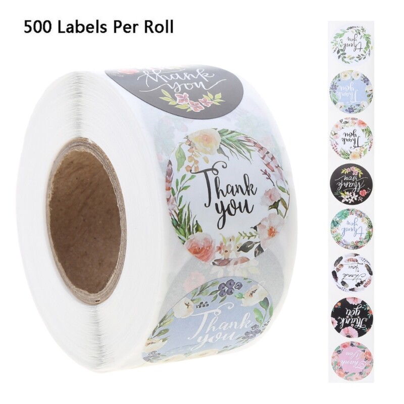 500pcs Floral Thank You Stickers for Wedding Party Favors & Packaging Seals - 4 Elegant Designs