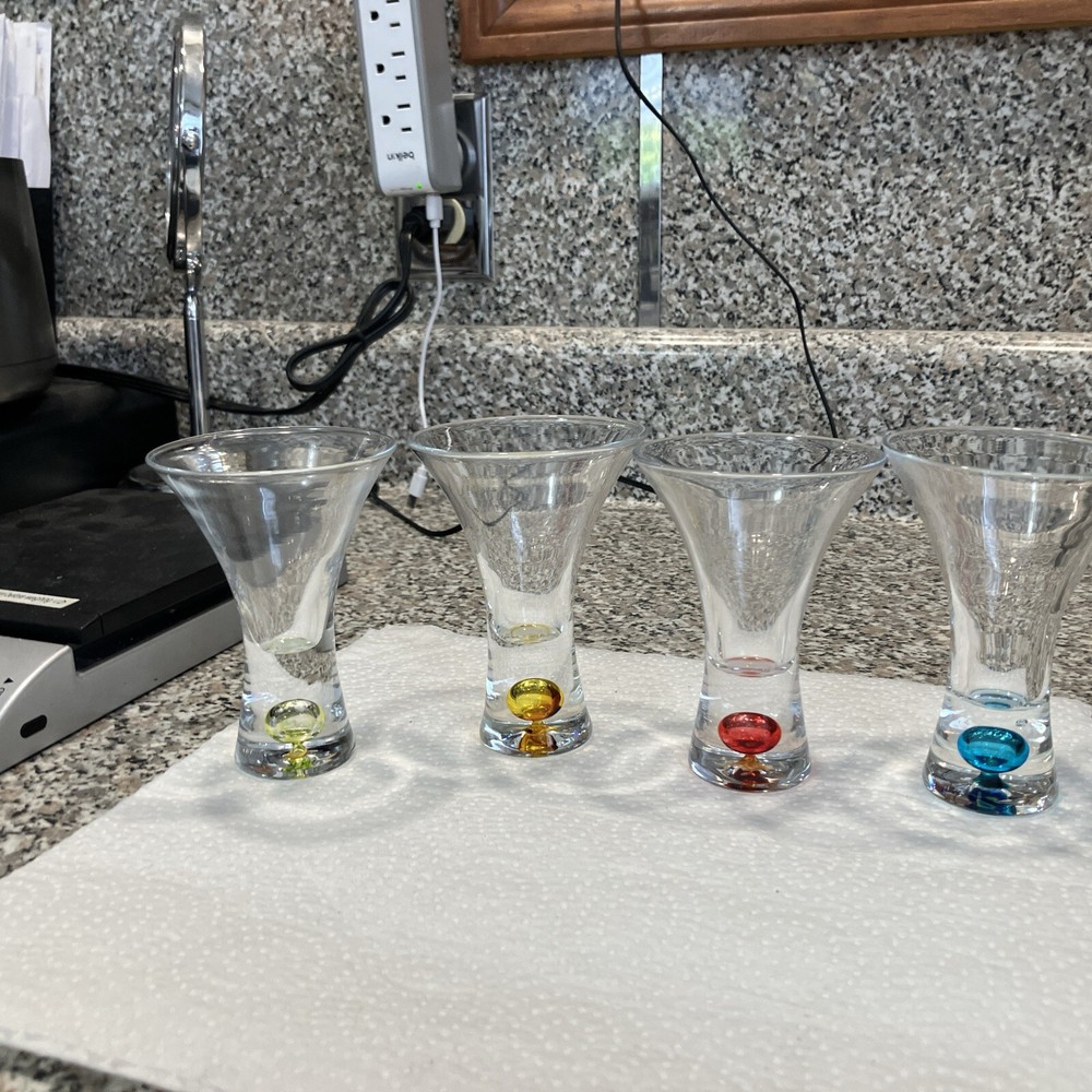 Set of 4 Multicolor Stemless Martini Glasses 4.1/8 Inch