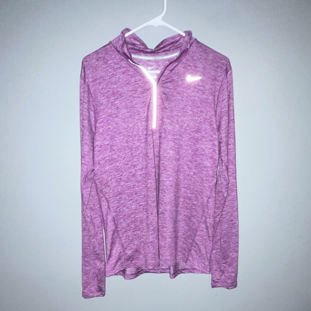 Nike Dri-FIT Women's Purple 1/4 Zip Mock Neck Moisture Wicking Long Sleeve L