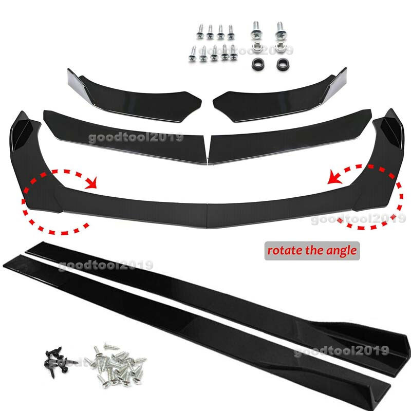 Lexus IS250 Front Bumper Lip Splitter & 78.7in Side Skirts in Gloss Black