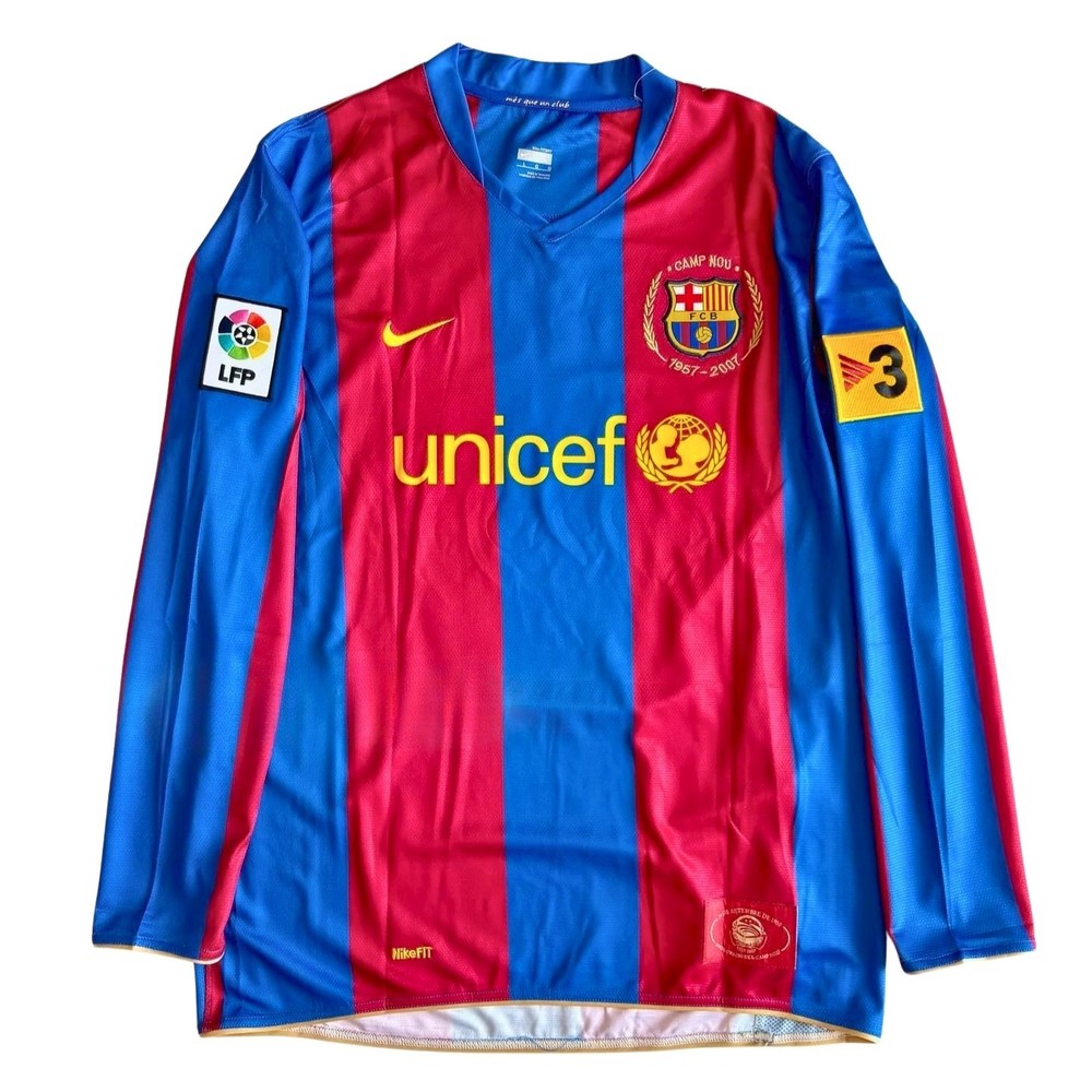 Fc Barcelona 2007/08 Home Long Sleeve Retro Jersey - La Liga - Lionel Messi #10