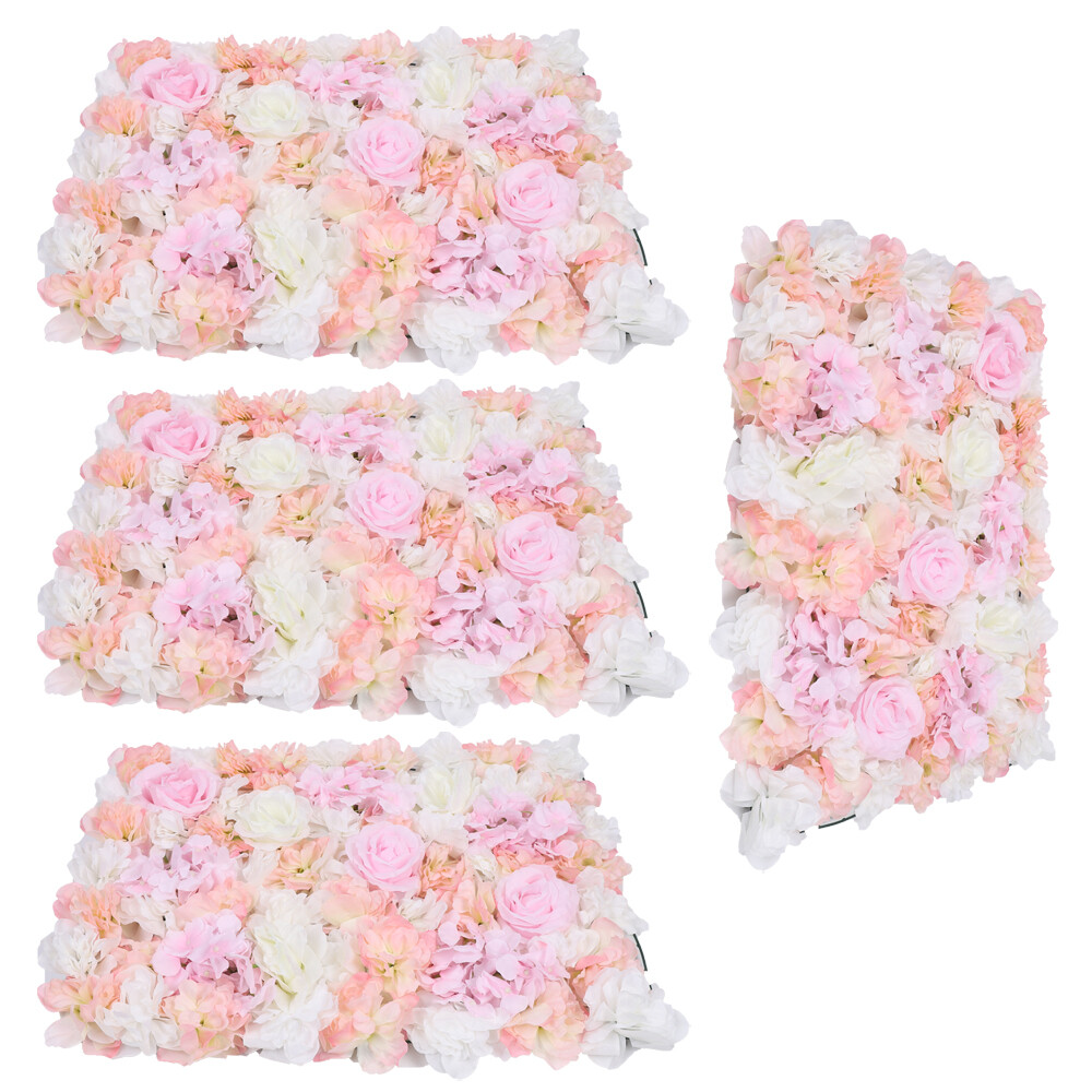 Artificial Rose Silk 3D Flower Wall Panel Wedding Party Backdrop Decor 60cmX40cm