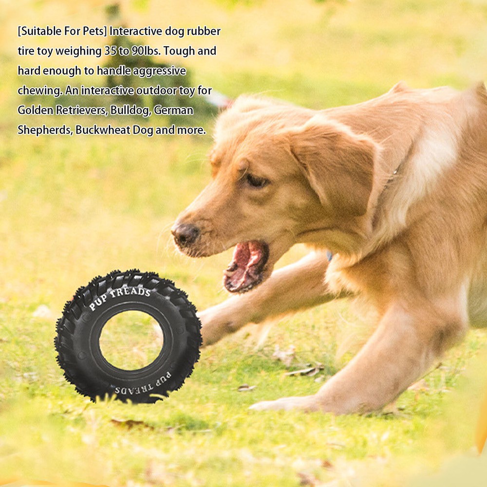 Dog Tire Chewing Toy Bite Resistant Treat Dispensing Rubber Aggressive Dog