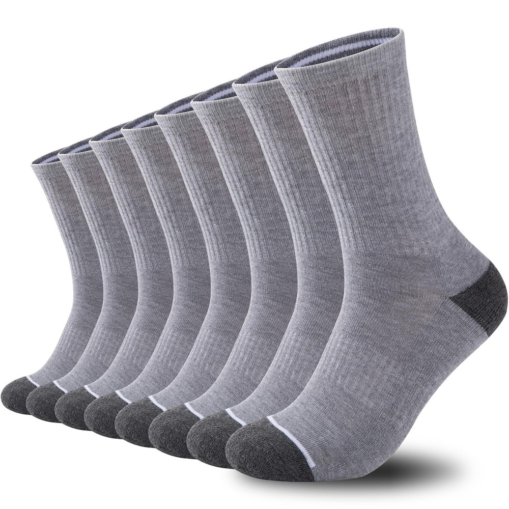 8 Pairs Mens Athletic Crew Socks Moisture Wicking Heavy Duty Cushioned Work S...