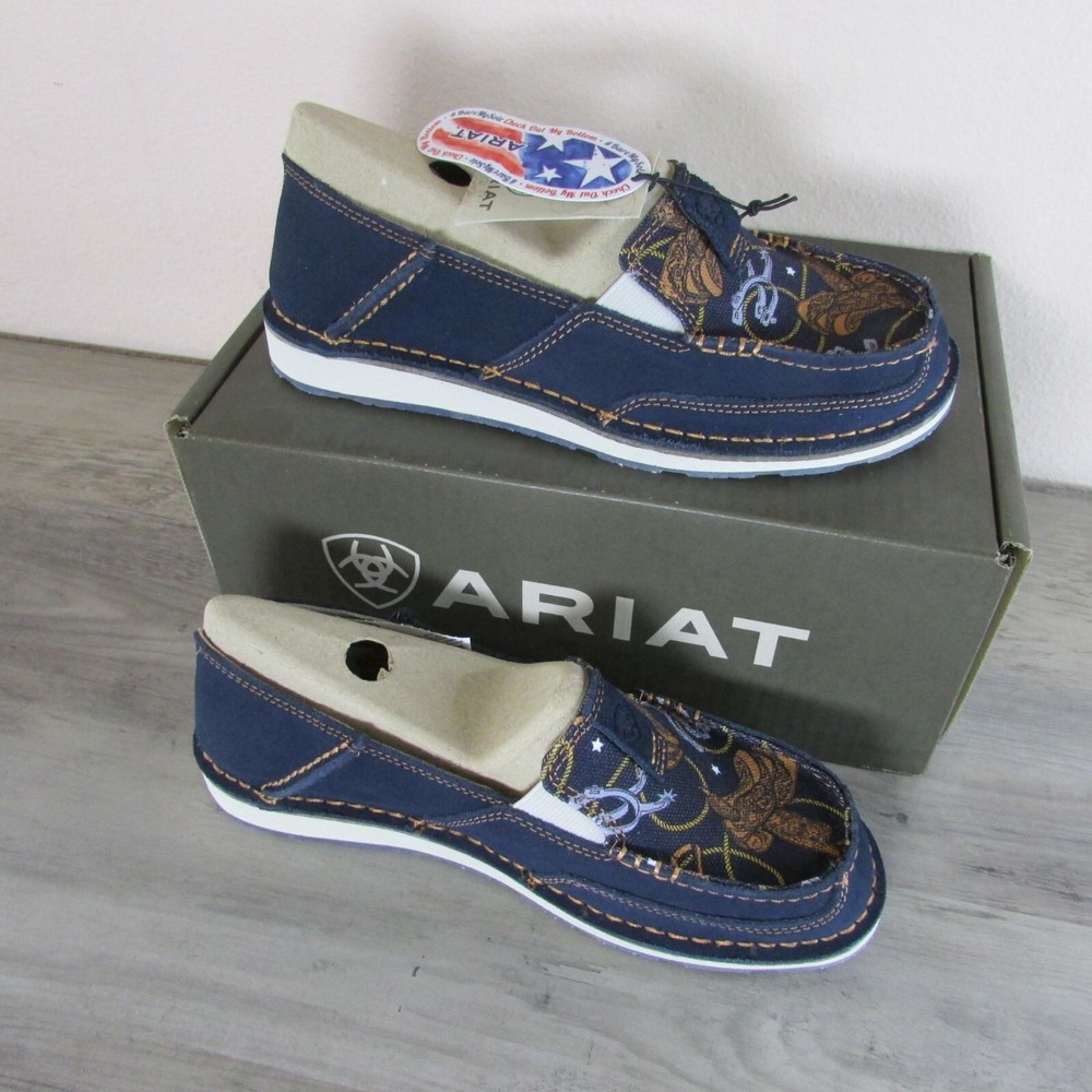 Ariat Womens Navy Blue Suede Cruiser Slip On Loafers Saddle Up Design