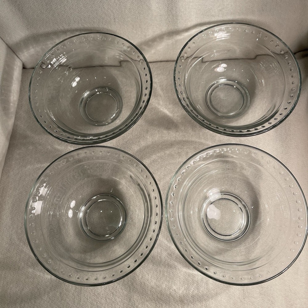 Anchor Hocking Olivia Isabella 4-Piece Glass Cereal Soup Bowl Set with Dotted Rim
