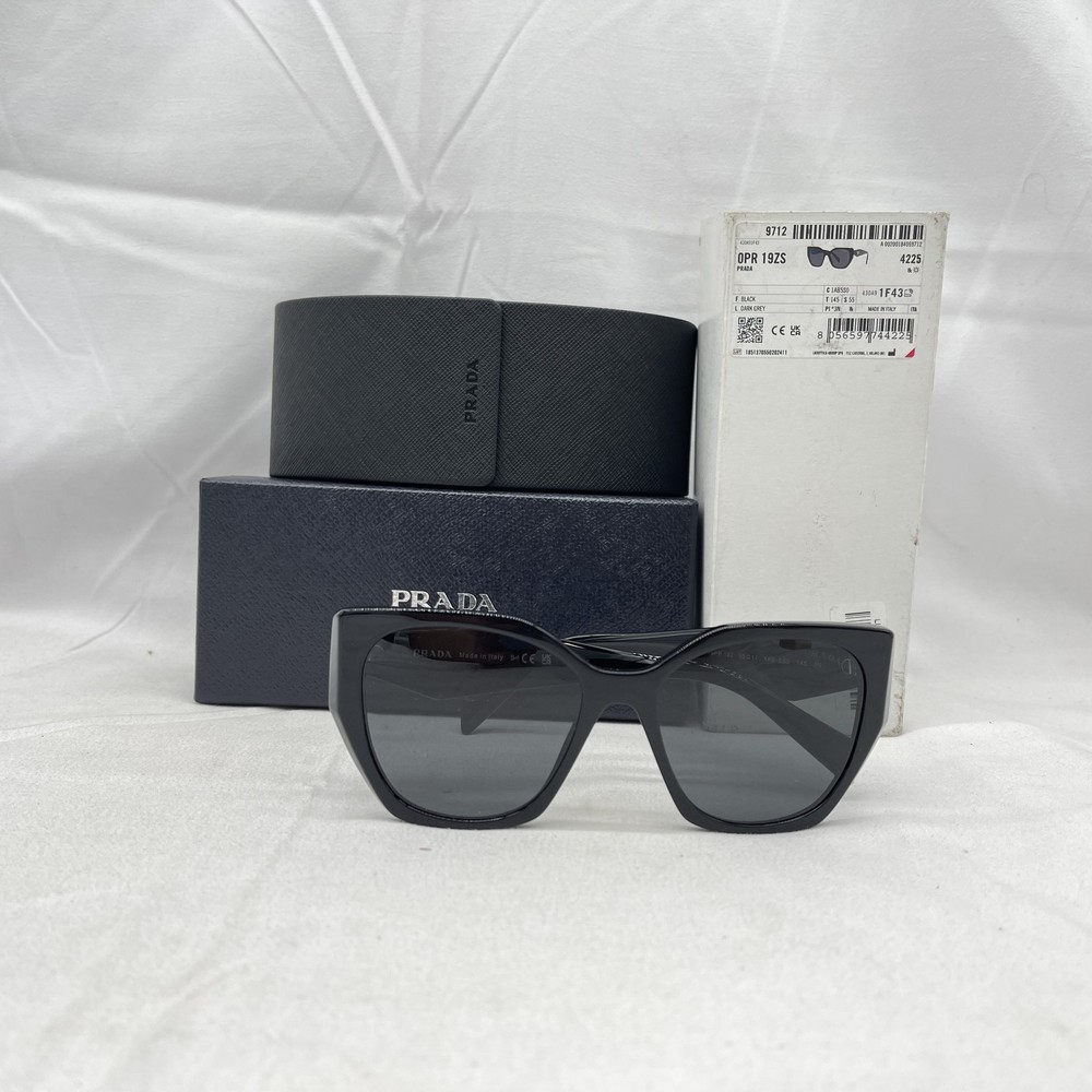 Prada Womens Oversize Square Geometric Cat Eye Sunglasses SPR19Z in Black