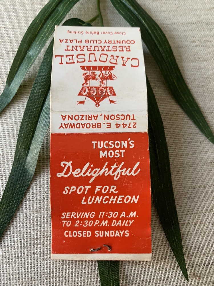 Tucson Arizona Carousel Restaurant Original Matchbook Cover ~