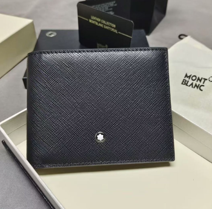 Montblanc 6cc Meisterstuck Wallet Black Leather Bifold Card Holder Men New