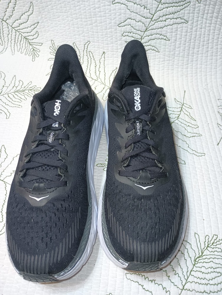 Hoka Womens Clifton 8 Black Running Shoes Size 8 B BWHT