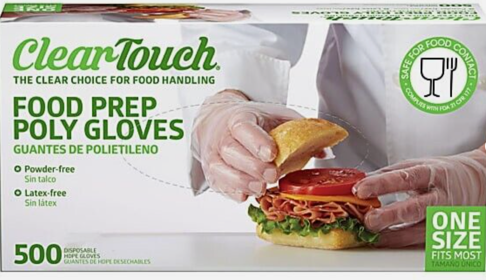 Latex-Free Powder-Free Poly Food Prep Gloves 500-Count One Size