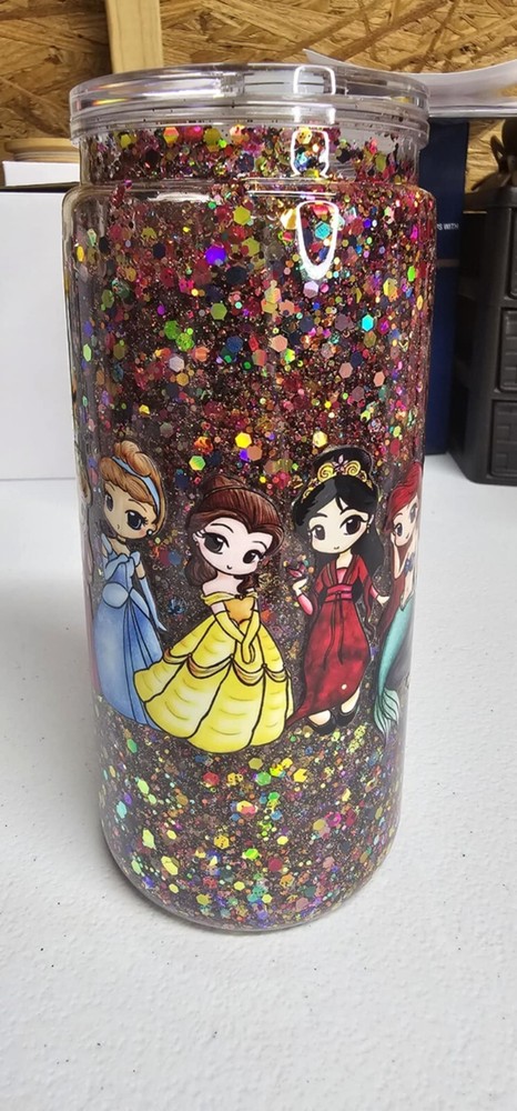 20oz Personalized Princess Snow Globe Tumbler Cup