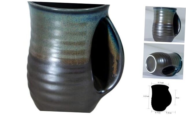 Hand Warmer Mug,16 Ounce Large Hand Warming Mugs Ceramic Gift for Coffee Brown