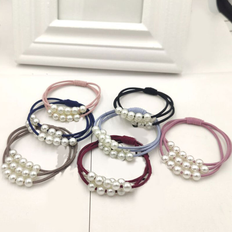Fashionable Multilayer Pearl Elastic Hair Ties for Stylish Ponytails