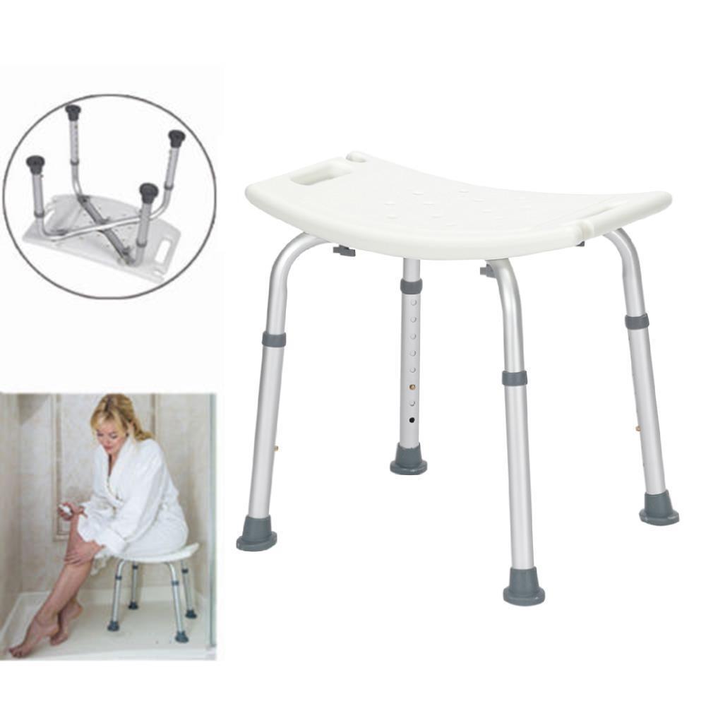 New Adjustable Bath Shower Bench Chair Aluminium Alloy with Non-Slip Seat White