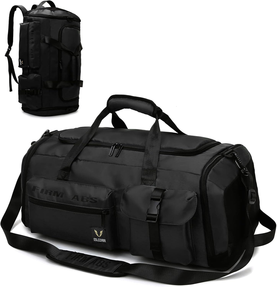 65L 3-in-1 Sports Duffle Bag for Gym Travel with Shoe Compartment for Men & Women