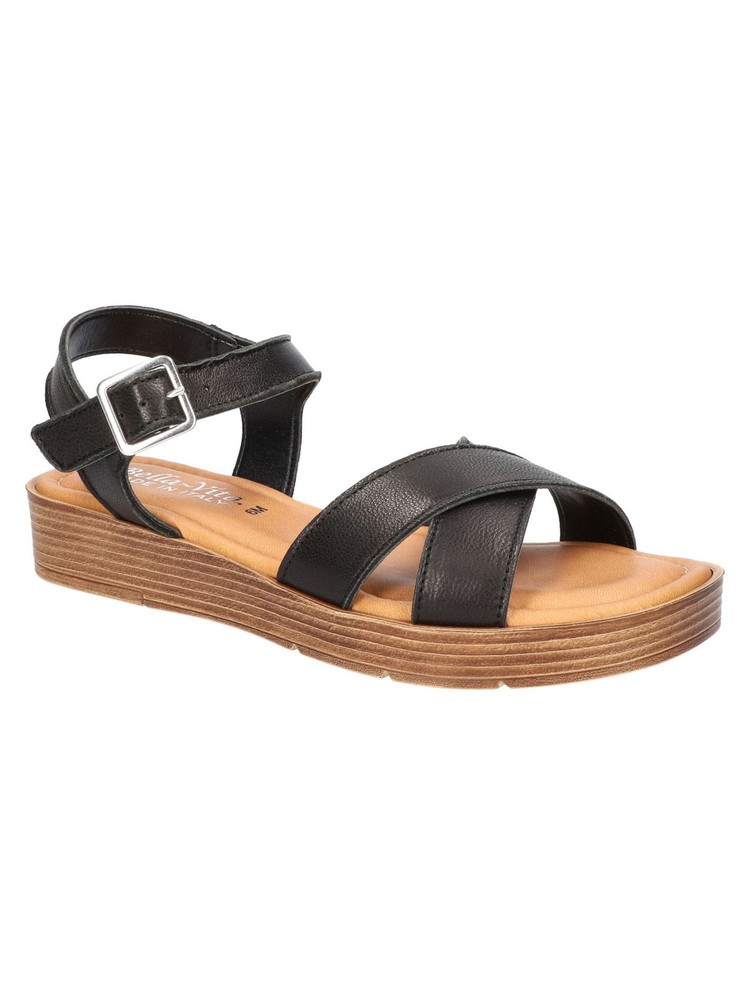 BELLA VITA Womens Black Car-italy Open Toe Wedge Leather Sandals 9.5 WW