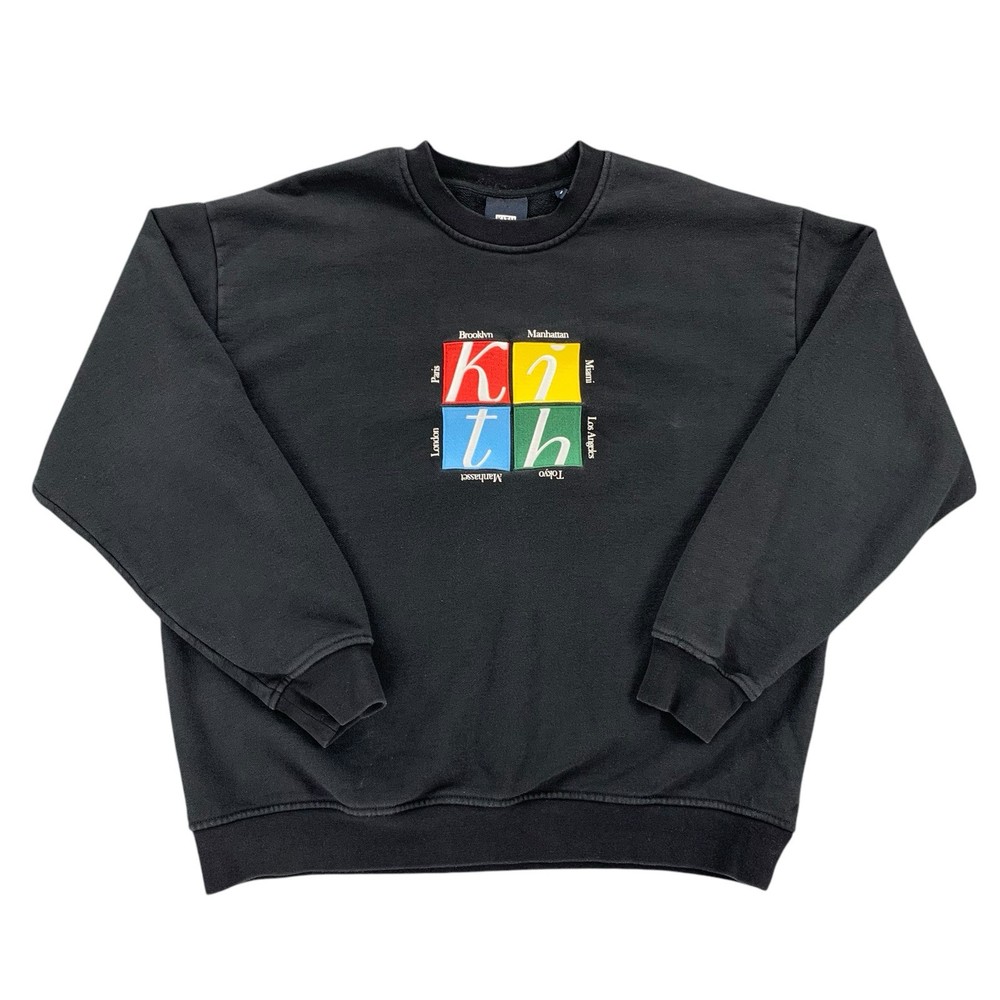 KITH Black Logo Long Sleeve Sweatshirt Size Large  