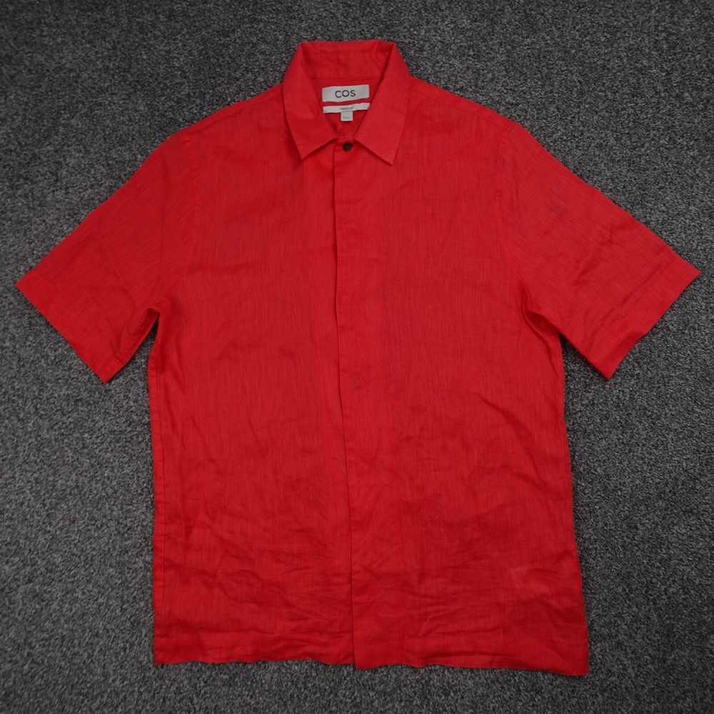 Cos Shirt Linen Size Small Orange Mens Button Up 100% Linen