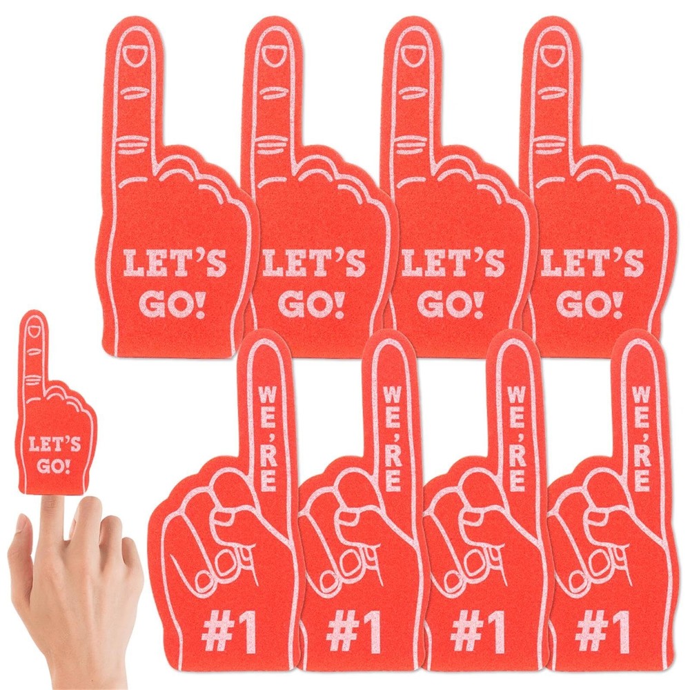 Sport Party Favors, 5.1 Inch Sports Fan Foam Finger, 8 pcs Mini Red Foam Fing...