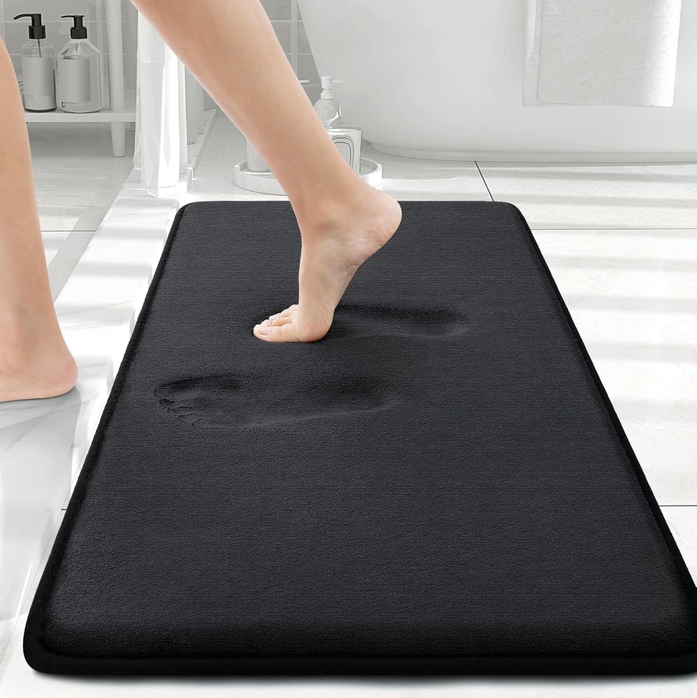 Smiry Soft Absorbent Memory Foam Bath Mat 24x16 Black