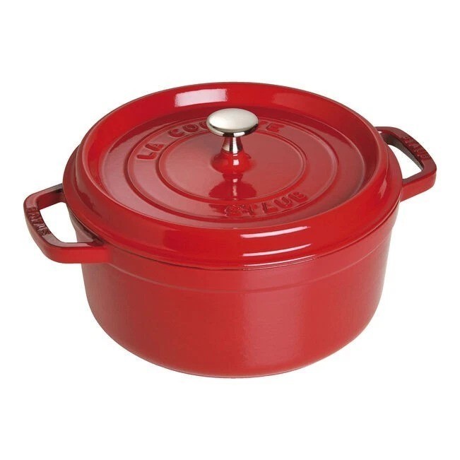 熱い販売と限定販売!! Staub cast iron 4 ct、ラウンド、ダッチオーブン、チェリー。