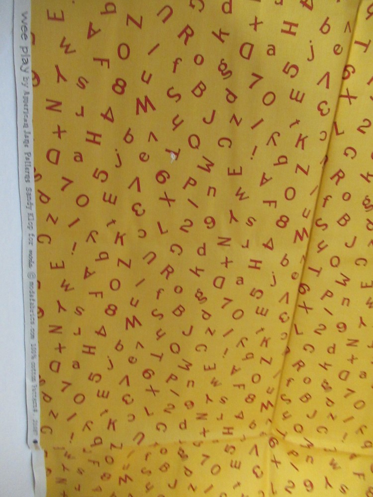 MODA Back to School 100% cotton fabric  ABC`S & NUMBERS  ALLOVER  YELLOW SBTYX44-image