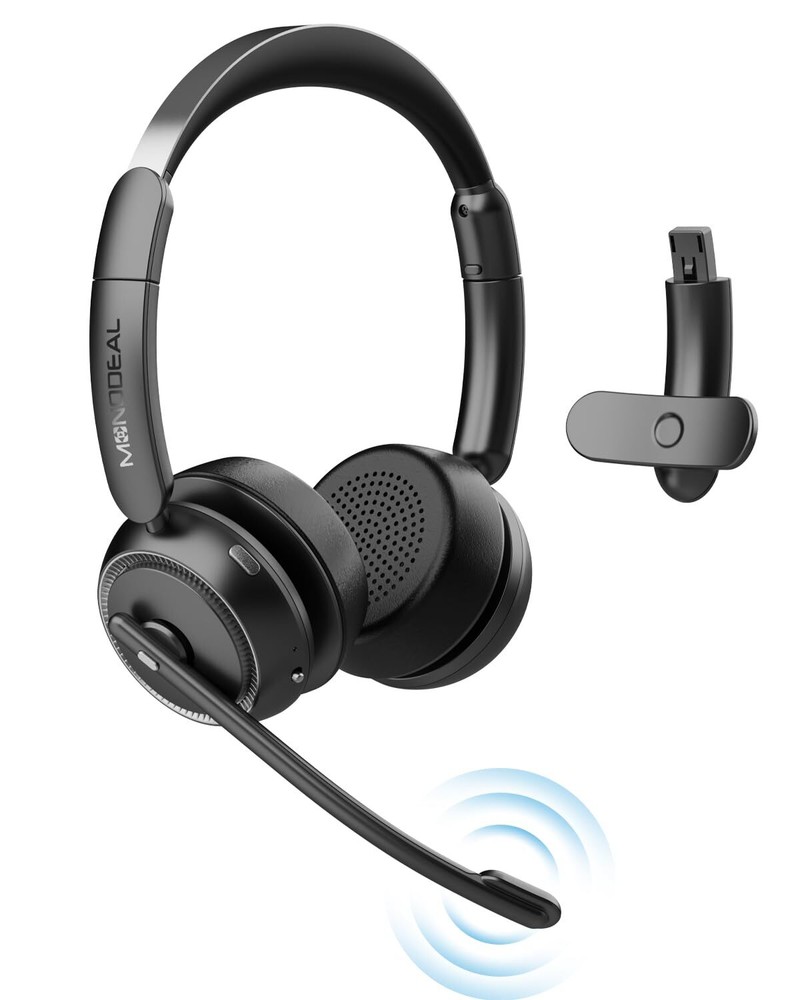 Wireless Bluetooth Headset with AI Noise Cancelling Mic & Mute Function  