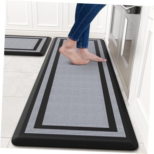 2 PCS Cushioned Anti-Fatigue Kitchen Rugs Waterproof Floor Mats