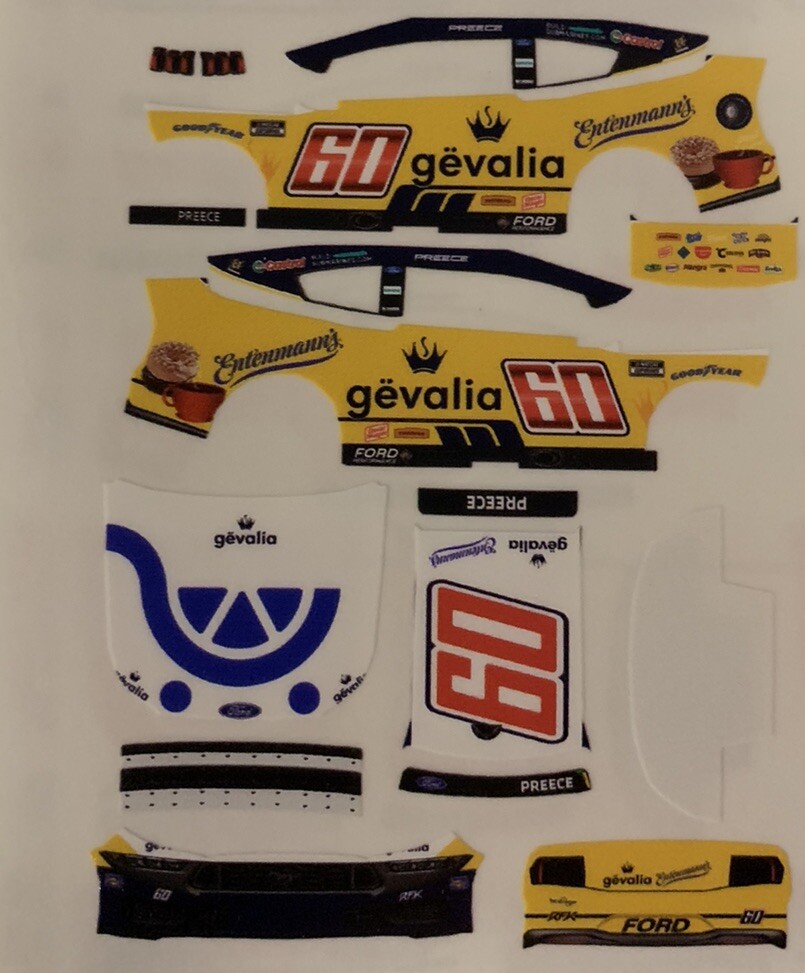 Custom 2025 Ryan Preece #60 Gevalia 1/64 NASCAR Decals - Peel & Stick