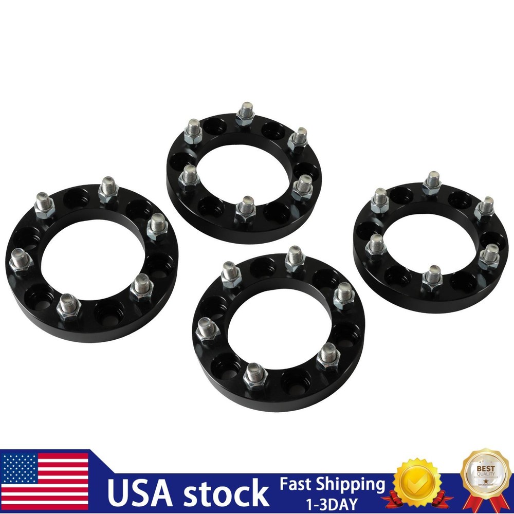 4PCS Wheel Spacers Black 1inch 6x5.5 14x1.5 Studs 108mm Hub Bore，without lip hub