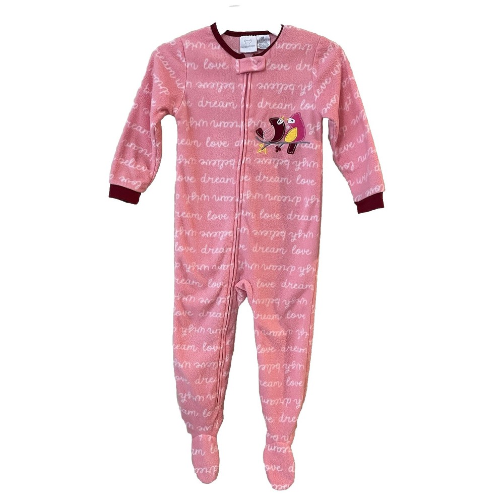 Girls Long Sleeve Footed ZipUp Pajamas Pink  Love Dreams Birds Carter’s 3T