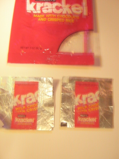 Vintage KRACKLE chocolate bar wrappers and candy bag collectible